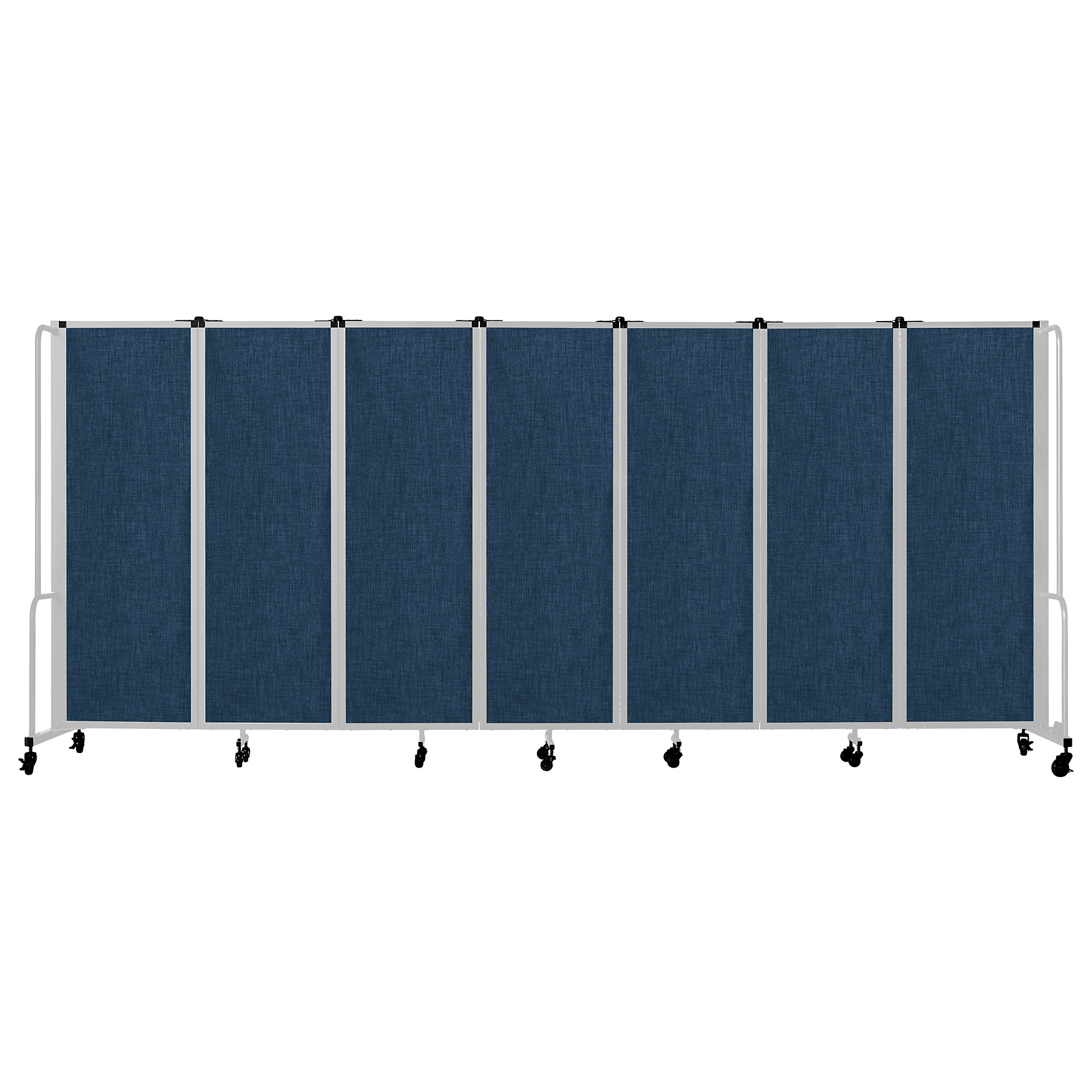 National Public Seating, Room Divider, 6ft.HT,7 Blue PET Panels,Grey Frame, Material PET, Height 72 in, Width 27 in, Model# RDG6-7PT04